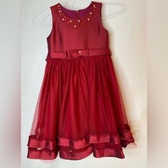 Girls flower girl Burgundy formal party dress size 130cm (7/8) - Picture 9 of 9